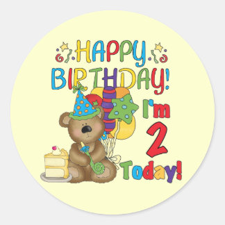 Happy Birthday Teddy Bear 2nd Birthday Classic Round Sticker