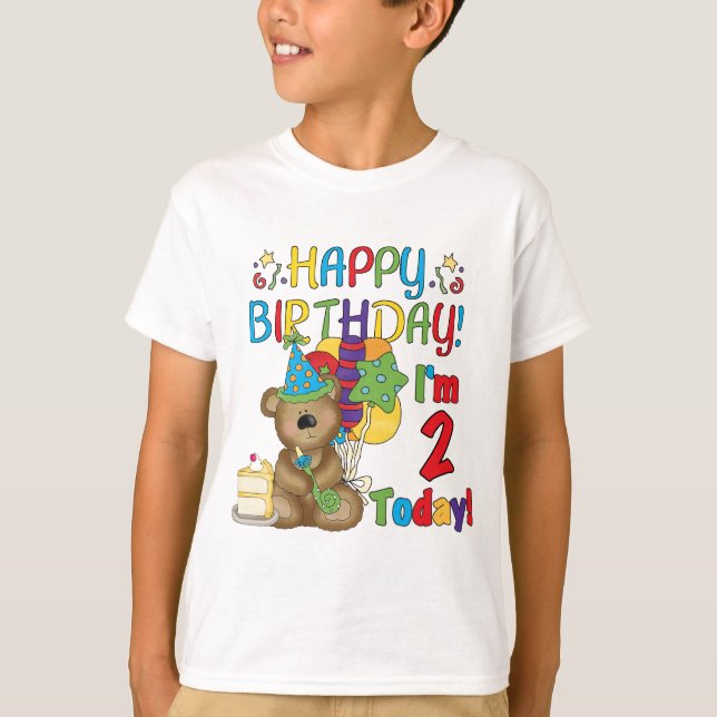 Happy Birthday Teddy Bear 2nd Birthday T-Shirt (Front)