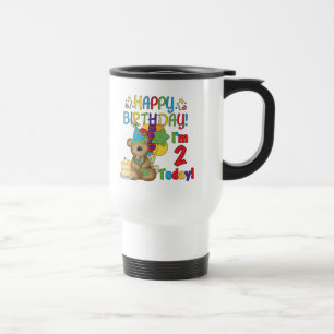 Happy Birthday Teddy Bear 2nd Birthday Travel Mug