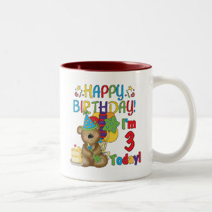Happy Birthday Teddy Bear 3rd Tshirts and Gifts Two-Tone Coffee Mug
