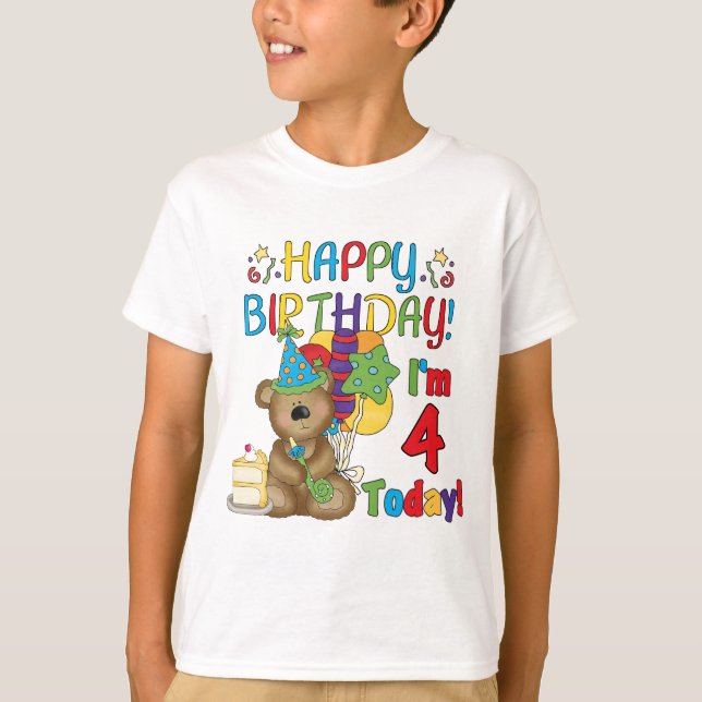 Happy Birthday Teddy Bear 4th T-shirts and Gifts (Front)