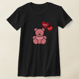 Happy Birthday Teddy Bear and Hearts, Personalised T-Shirt