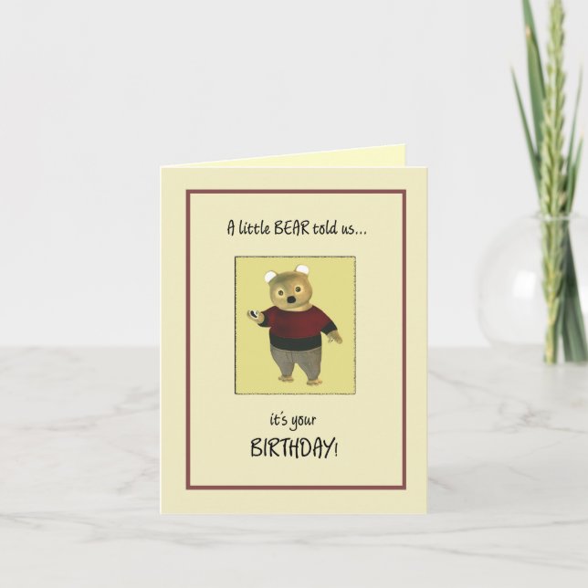 Happy Birthday Teddy Bear Card (Front)