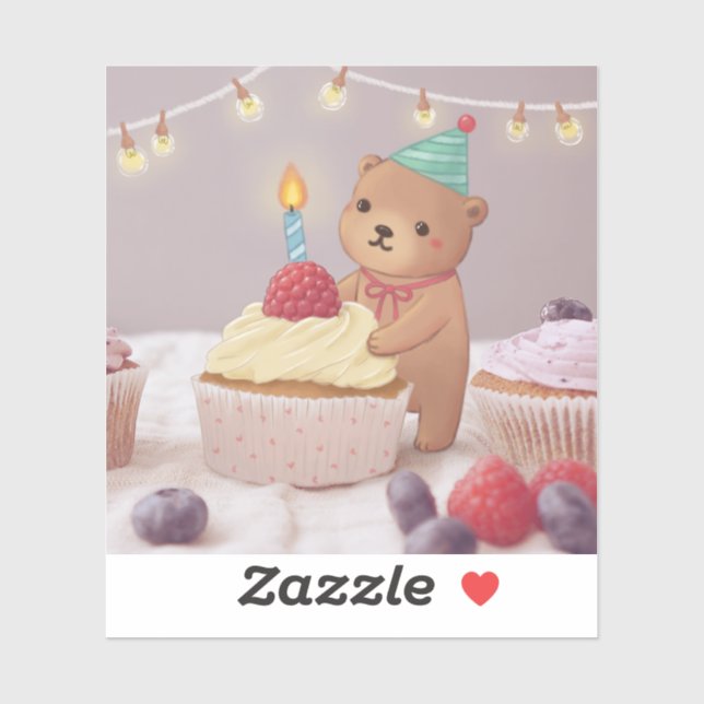 Happy Birthday: Teddy Bear & Cupcakes (Sheet)