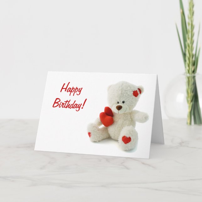 Happy Birthday Teddy Bear Greeting Card (Front)