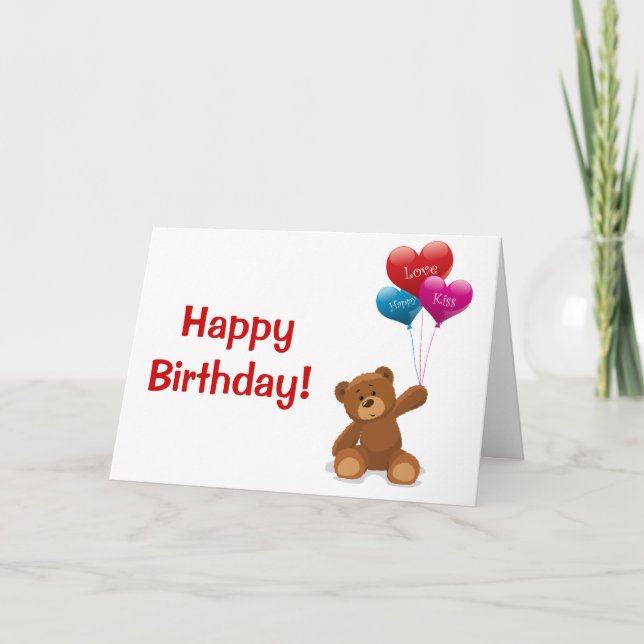 Happy Birthday Teddy Bear Greeting Card (Front)