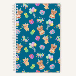 Happy Birthday Teddy Bear Navy Notebook