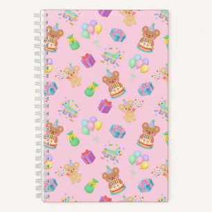 Happy Birthday Teddy Bear Pink Notebook