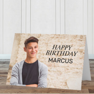 Happy Birthday Teen Boy Photo Parents Siblings   Card