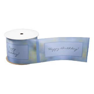 Happy Birthday Template Abstract Blue Yellow Satin Ribbon