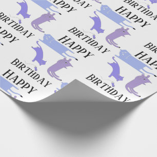 Happy Birthday Template Funny _purple Cats Wrapping Paper