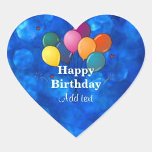Happy Birthday, TEMPLATE, personalise, Heart Sticker