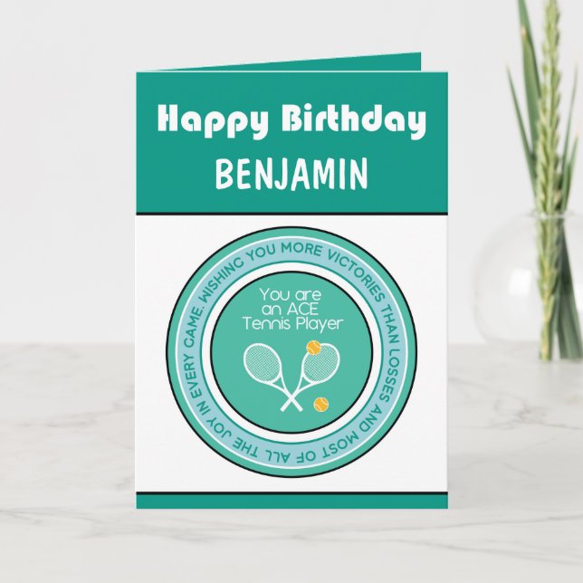 Happy Birthday 🎾Tennis green 💚 Birthday 🎉 Card (Front)