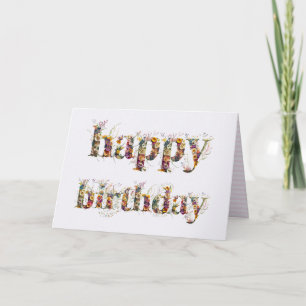 Happy Birthday text design of dried flowers Card