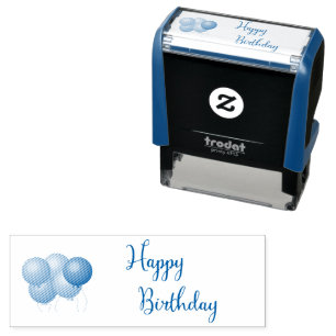 Happy Birthday Text with Balloons Custom Colour In Self-inking Stamp