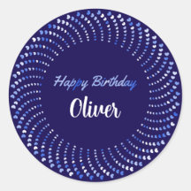 Happy birthday text with blue hearts circle
