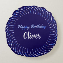 Happy birthday text with blue hearts circle
