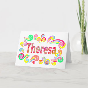 Happy Birthday Theresa with Bright, Colourful Card