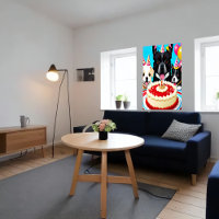 Happy Birthday, three dog and cake | AI Art