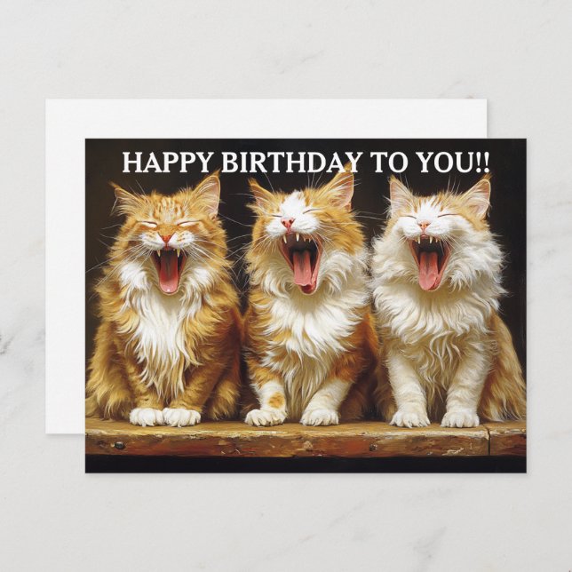 Happy Birthday Three Ginger Singing Cats   Postcard (Front/Back)