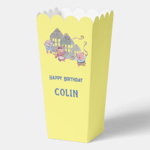 Happy Birthday Three Little Pigs Party Personalise Favour Box