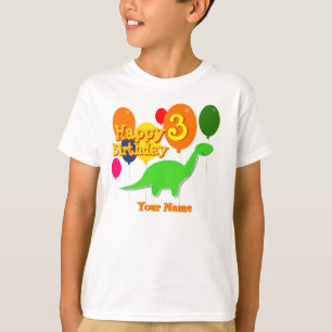 Happy Birthday Three Years Balloon Dinosaur Shirt