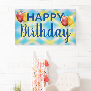 Happy Birthday Tie Dye Reuseable Banner