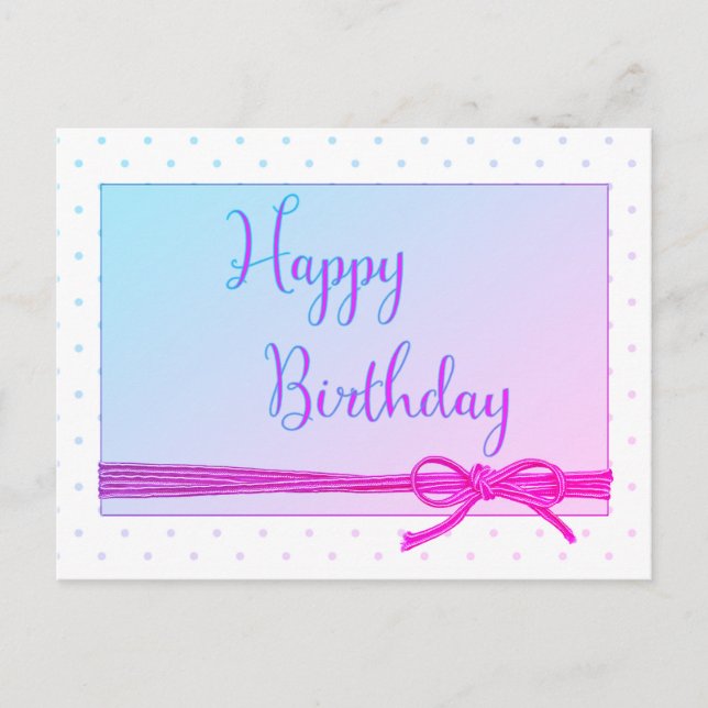 Happy Birthday Tied with a Bow Birthday Card (Front)