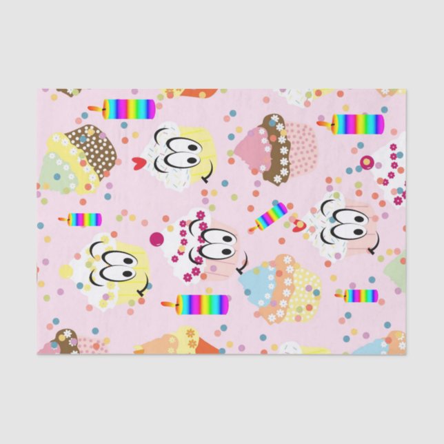 Happy Birthday Tissue Paper Cupcake (Front)