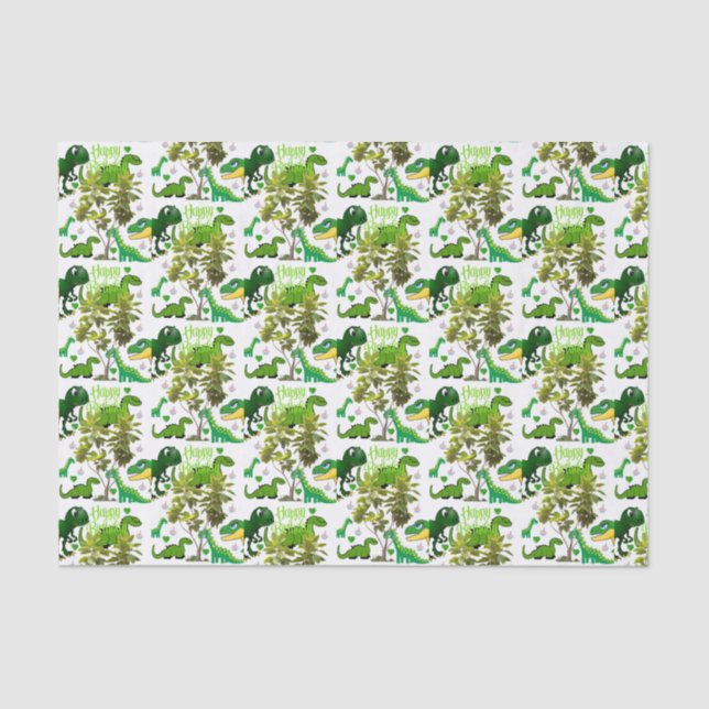 Happy Birthday Tissue Paper Dinosaur (Front)