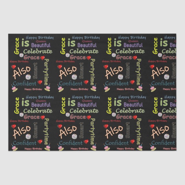 Happy Birthday Tissue Paper Grace (Front)