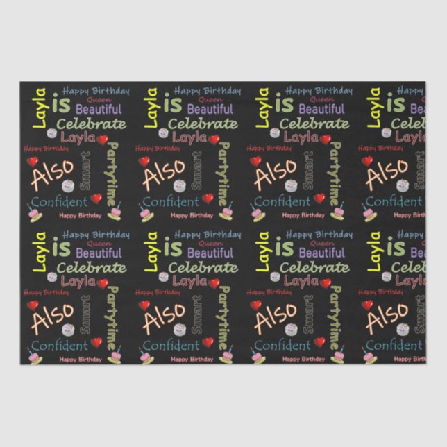 Happy Birthday Tissue Paper Layla (Front)