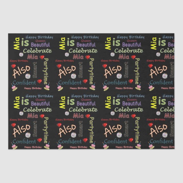 Happy Birthday Tissue Paper Mia (Front)