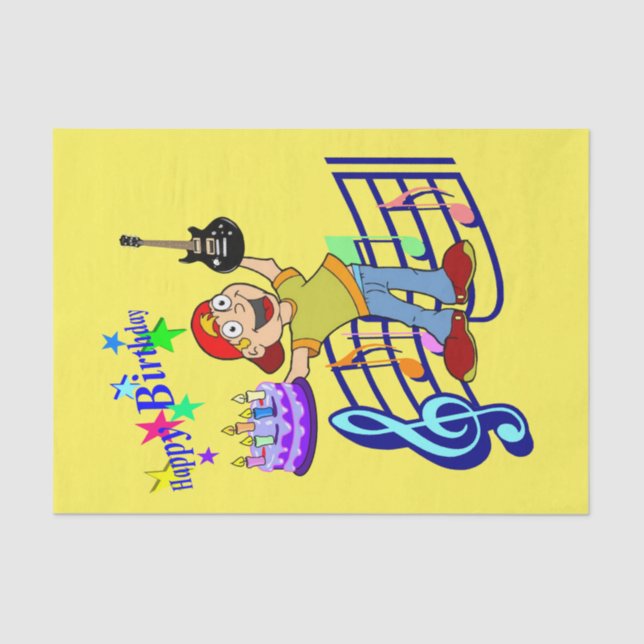 Happy Birthday Tissue Paper Music Guitar (Front)