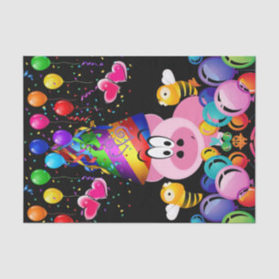 Happy Birthday Tissue Paper Pink Pig Bumblebee