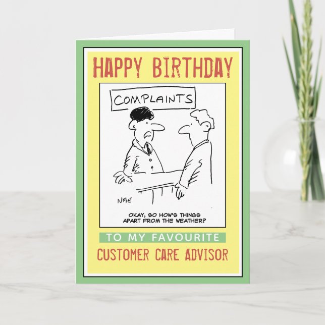Happy Birthday to a Customer Care Advisor Card (Front)