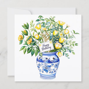 Happy birthday to a friend & bouquet of flowers holiday card