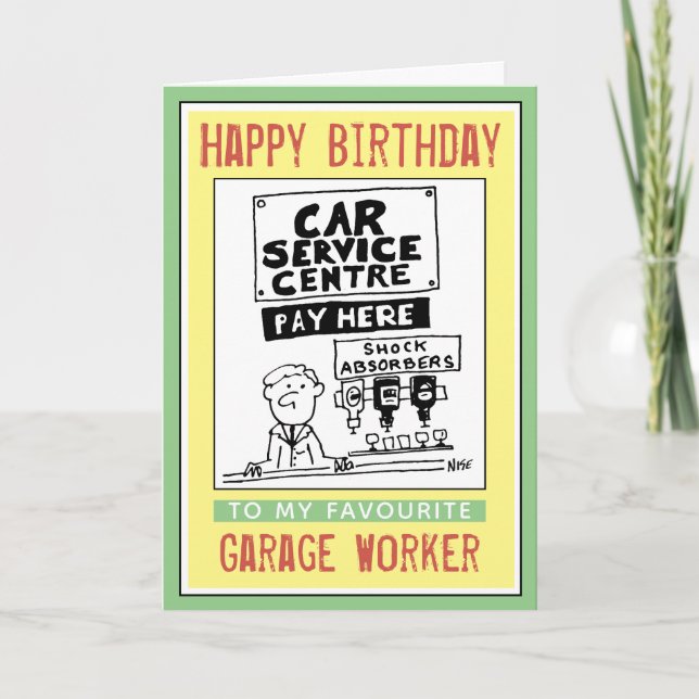 Happy Birthday to a Garage Worker Card (Front)