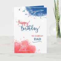 Happy Birthday to a Great Dad Red Watercolor