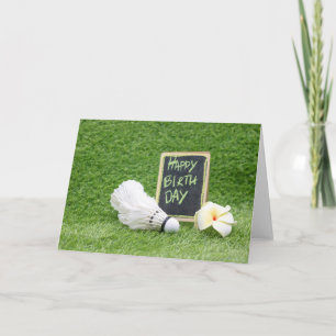 Happy Birthday to Badminton Player on green Card