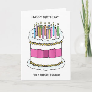 Happy Birthday to Forager Cake and Candles Card