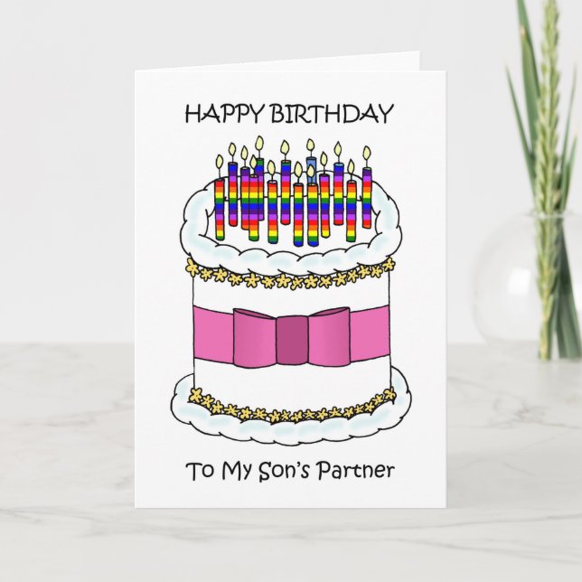 Happy Birthday to Gay Son's Partner Holiday Card (Front)