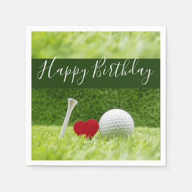 Happy Birthday to golfer with love and golf ball Napkin (Front)