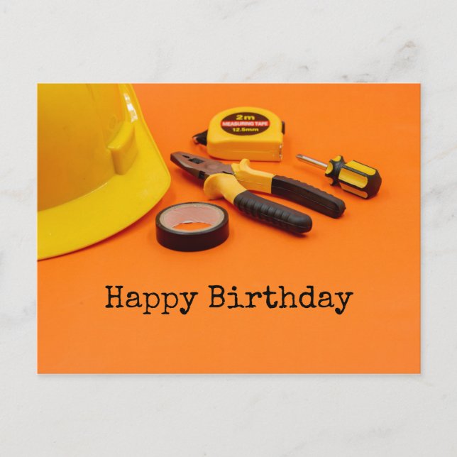 Happy Birthday to Mechanic with tools plier tape Postcard (Front)