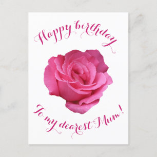Happy Birthday to Mom pretty pink rose floral love Postcard