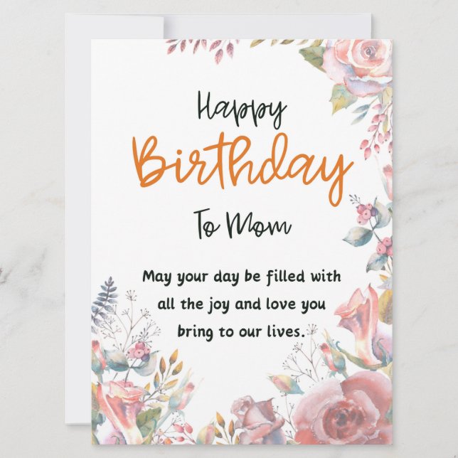 Happy Birthday To Mum Message Card (Front)