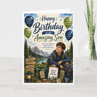 Happy Birthday to My Amazing Son Adventure Birthda Card