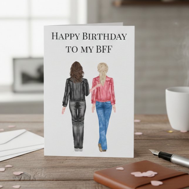 Happy Birthday to my BFF Watercolor Friends Holiday Card (Creator Uploaded)
