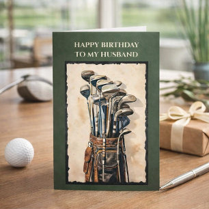 Happy Birthday to My Husband Vintage Golf Card 