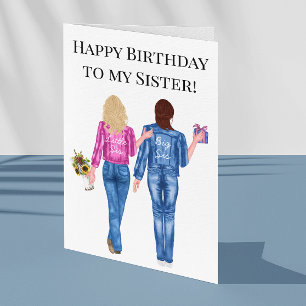 Happy Birthday to my Sister  Watercolor  Holiday C Card
